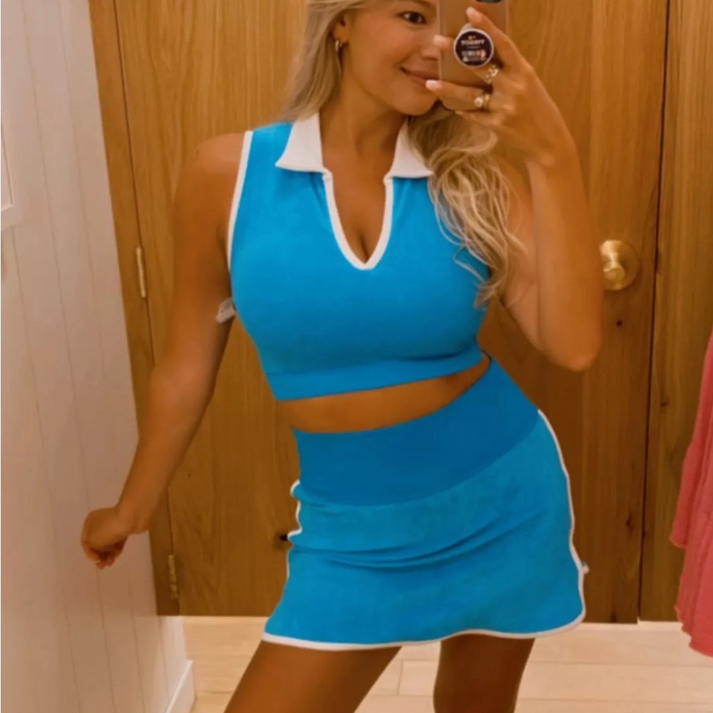 AERIE athleisure polo and skirt golf/tennis outfit set